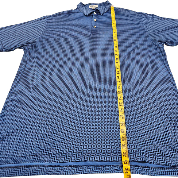 Peter Millar Shirt Men's XL Summer Comfort Golf Polo Blue Black Geometric Print - Picture 10 of 13